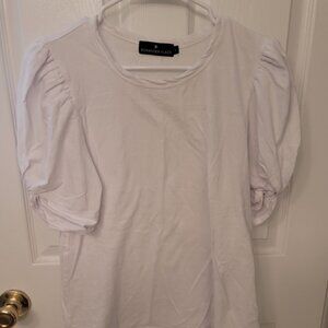 Pomander Place Tuckernuck Puff Sleeve Cotton T-Shirt White Size L